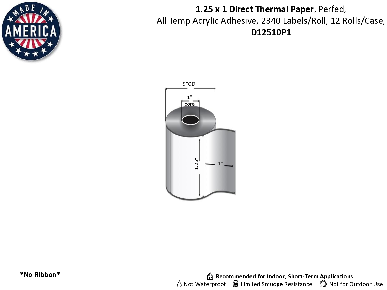 Direct Thermal Paper Paper 1" Core Labels