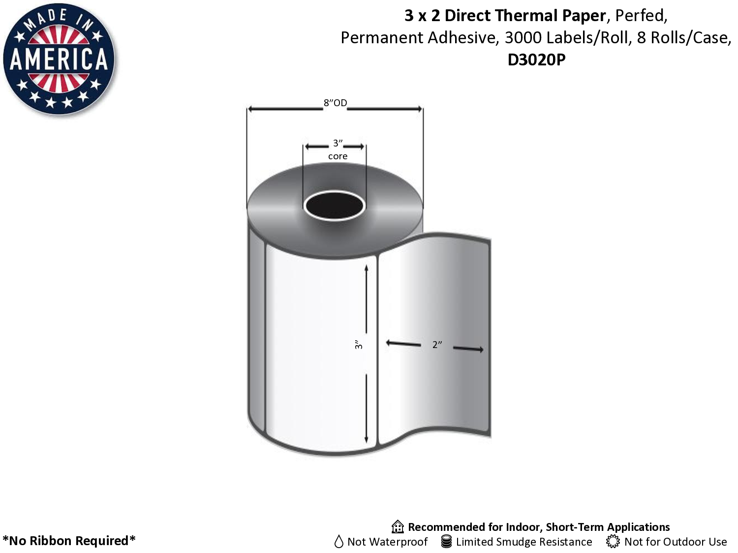 Inkjet Inkjet Paper 3" Core Labels
