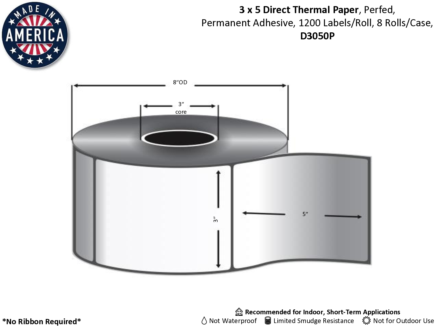 Inkjet Inkjet Gloss Film 3" Core Labels